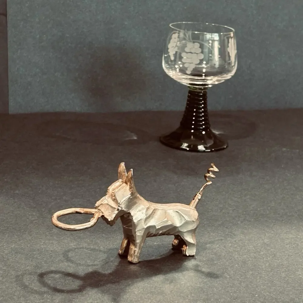 Vintage Scottish Terrier Scottie Dog Figural Corkscrew Metal Wine Bottle Opener